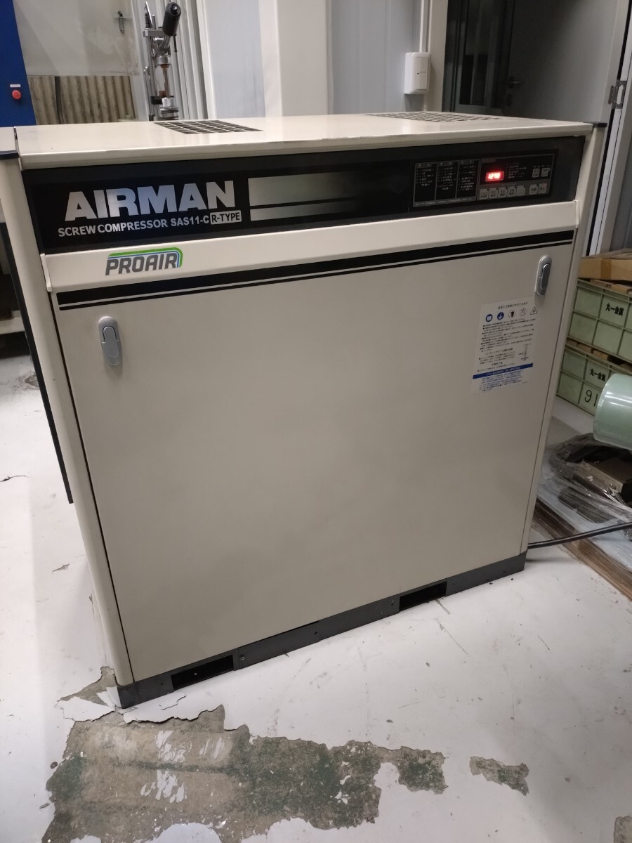 超極上超美品AIRMAN北越工業スクリューコンプレッサー11kw15馬力コンプレッサー点検整備部品交換済み動作確認保証型式SAS11RD-6C12980時間