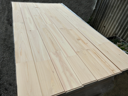 1-530-40-2024【メーカー直送?訳ありB品40束】國産無涂裝檜ひのき木曽檜 野地板 フローリング床材 激安束＠3850円計算■信