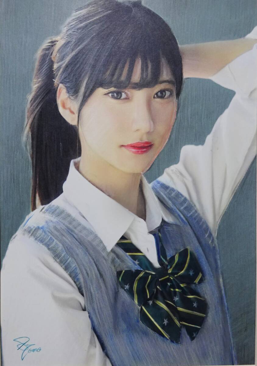 『作品4203』S.Tomo氏直筆色鉛筆画 超美品 美人画 新品額装
