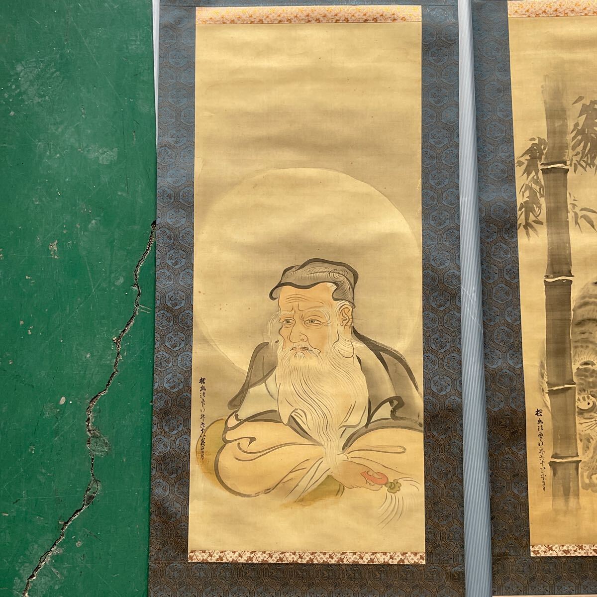 営KU01120Y 真作保証 掛軸 狩野探幽 三幅対 虎 龍 老人 掛け軸 営KU01120Y 真作保証 掛軸 狩野探幽 三幅対 虎 龍 老人 掛け軸