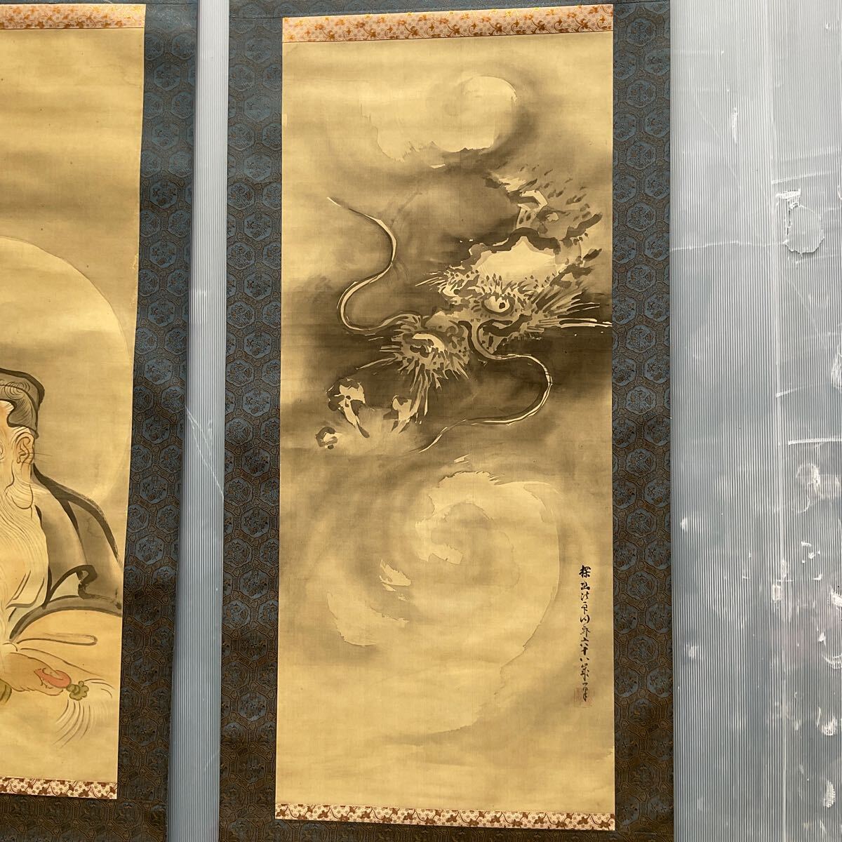 営KU01120Y 真作保証 掛軸 狩野探幽 三幅対 虎 龍 老人 掛け軸 営KU01120Y 真作保証 掛軸 狩野探幽 三幅対 虎 龍 老人 掛け軸