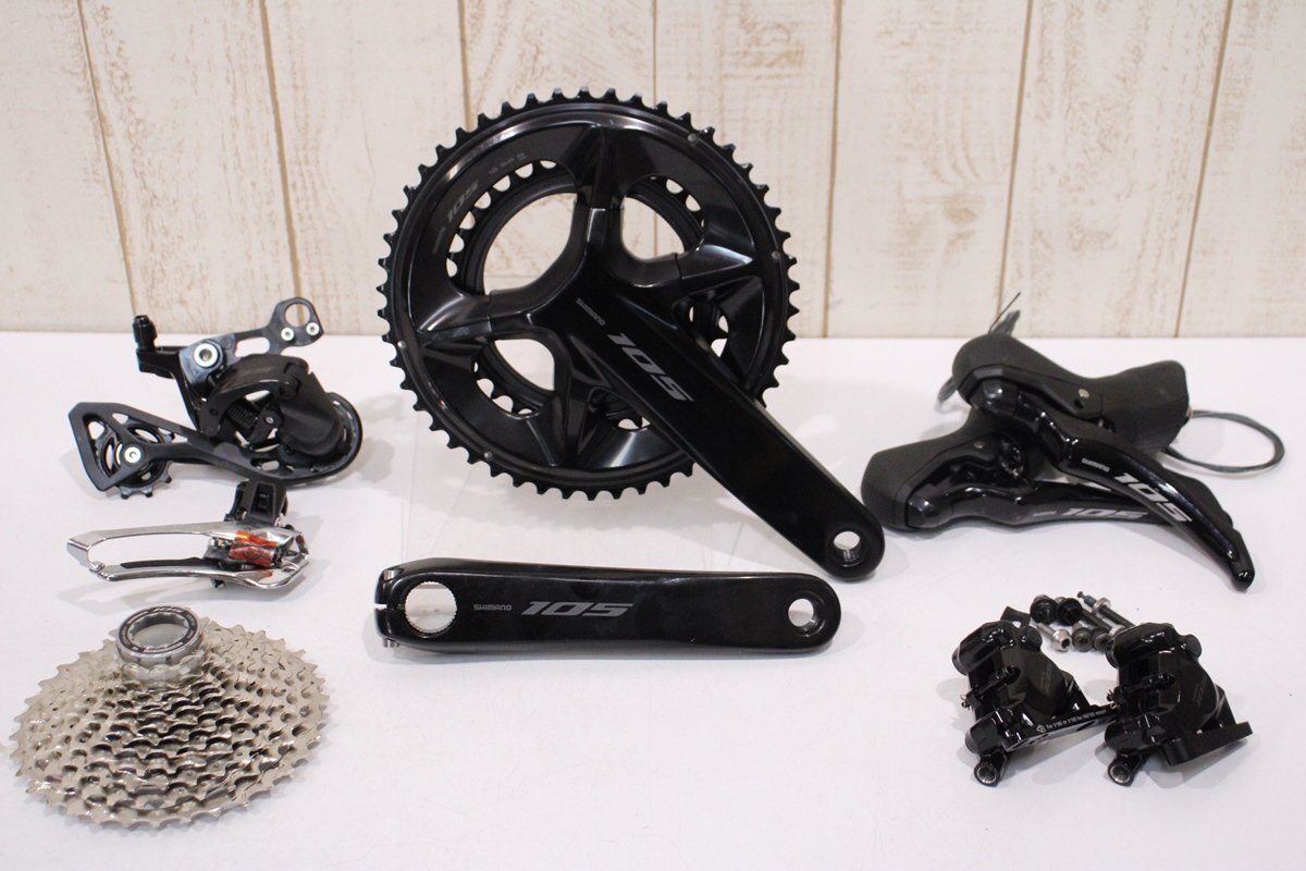 クリスマスファッション ★SHIMANO 極上品 50/34T 172.5mm グループセット 油圧ディスクブレーキ 2x12s 105 R7120シリーズ シマノ パーツセット