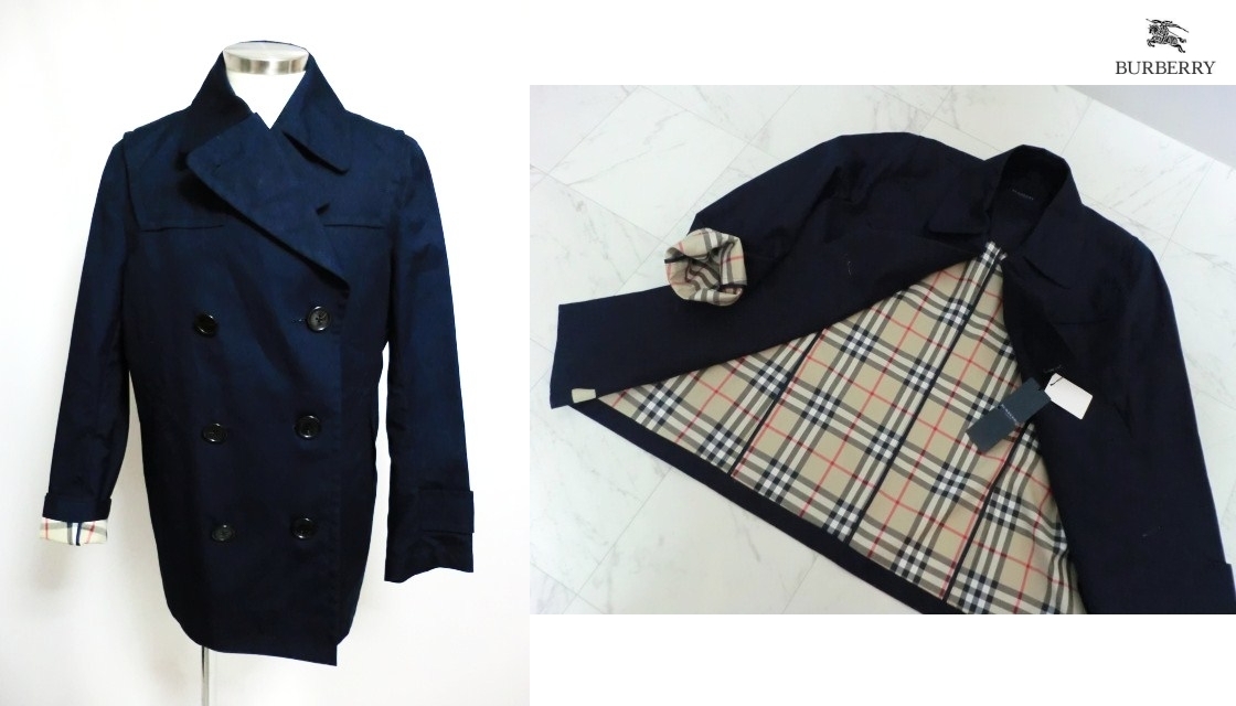 新品未使用 BURBERRY LONDON ハーフコート M ネイビー 内側ノバ 新品未使用 BURBERRY LONDON ハーフコート M ネイビー 内側ノバ