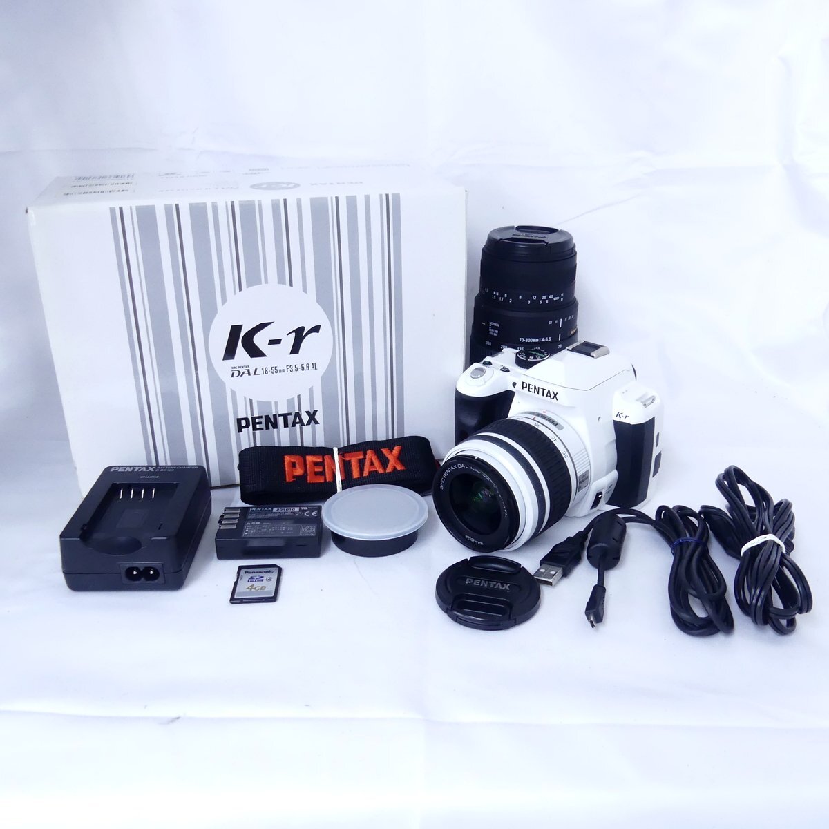 【送料無料】 PENTAX ペンタックス K-r + 18-55mm AL、SIGMA DG 70-300mm f4-5.6 デジタル一眼レフ 簡易動作OK USED /2411C