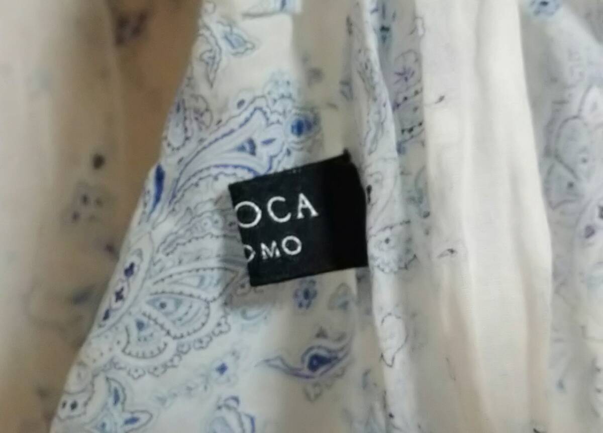 EPOCA UOMO [エポカ ウォモ]薄手 ペイズリー柄 ストール/160cm×40cm/白×青系/美品/USED_画像3