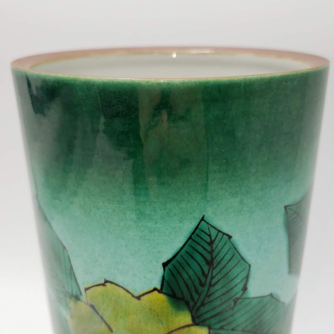  Kutani прекрасный гора цветная роспись ваза 24.5cm.. прекрасный . инструмент цветок inserting ваза ваза для цветов . украшение предмет традиция прикладное искусство антиквариат японский стиль интерьер сделано в Японии товар [80t3983]