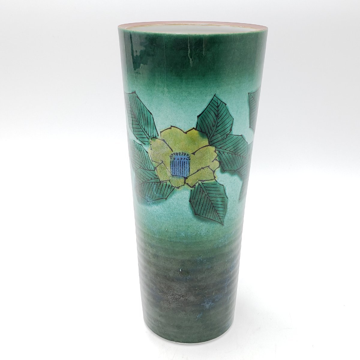  Kutani прекрасный гора цветная роспись ваза 24.5cm.. прекрасный . инструмент цветок inserting ваза ваза для цветов . украшение предмет традиция прикладное искусство антиквариат японский стиль интерьер сделано в Японии товар [80t3983]