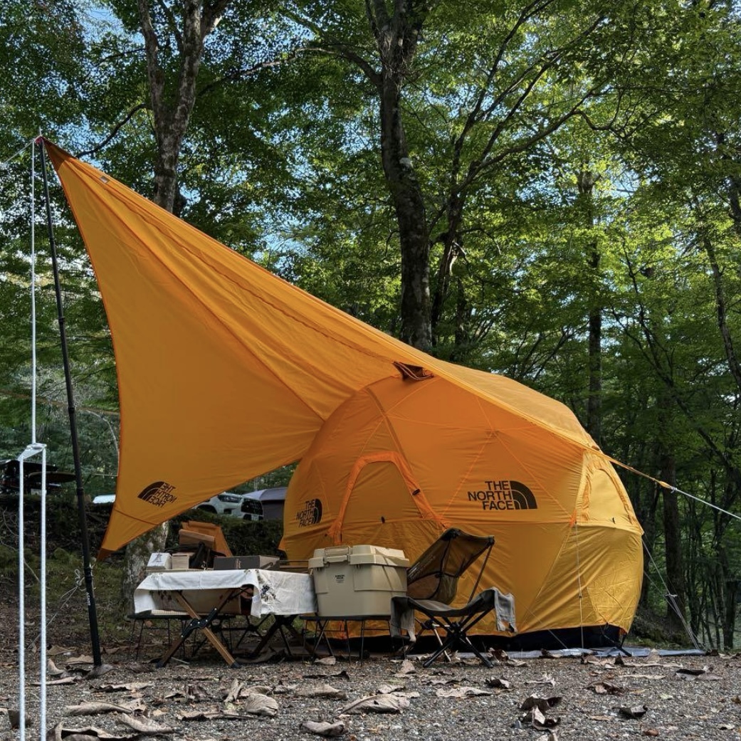 状態良好！合計250,000円相当！THE NORTH FACEジオドーム４テント・タープ・ポール・グランドシート豪華セット　イエロー