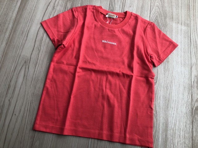 ★新品MIKI HOUSEミキハウスロゴ半袖Tシャツ120★サーモン
