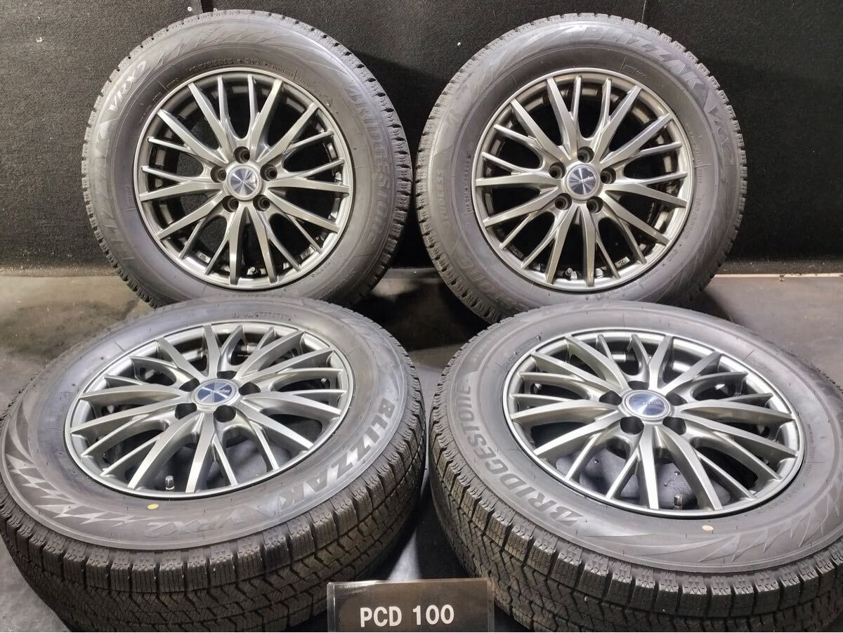 195/65R15 スタッドレス ホイール ブリヂストン VRX2 2023年 6J+43 100-5H プリウス カローラスポーツ カローラツーリング 190401/623007