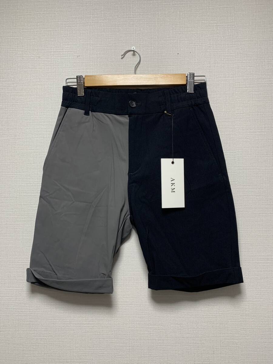 未使用☆[AKM PLUS] 24SS 定価46200 LUXE GOLF CRAZY SHORTS ナノ撥水 ストレッチショーツ ショートパンツ S ブラック グレー エーケーエム