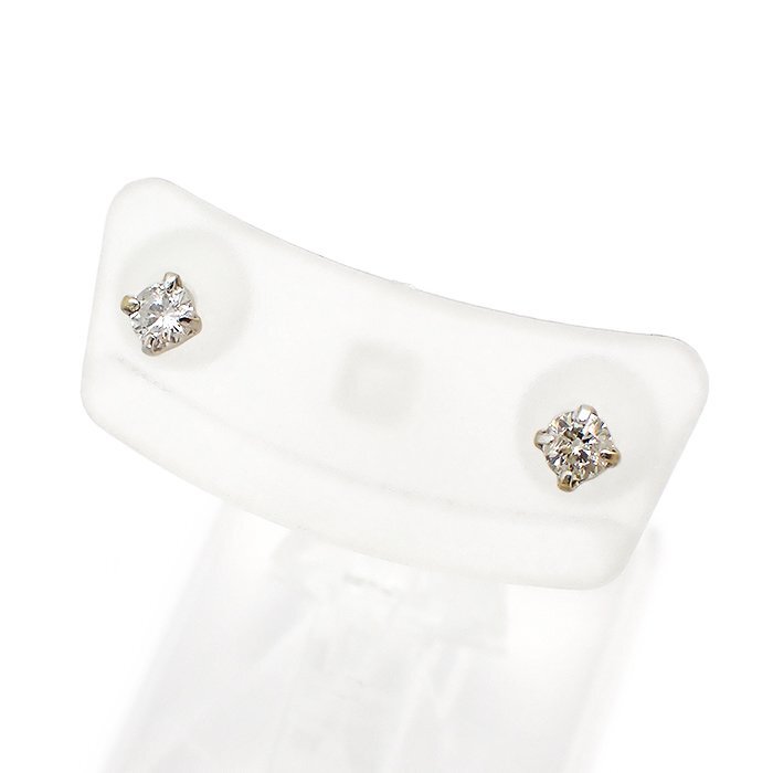 K18WG 一粒 ダイヤモンド ピアス 0.08ct×2 0.2g ホワイトゴールド 18金 一石ダイヤ ジュエリー アクセサリー 宝石 シンプル 送料880円