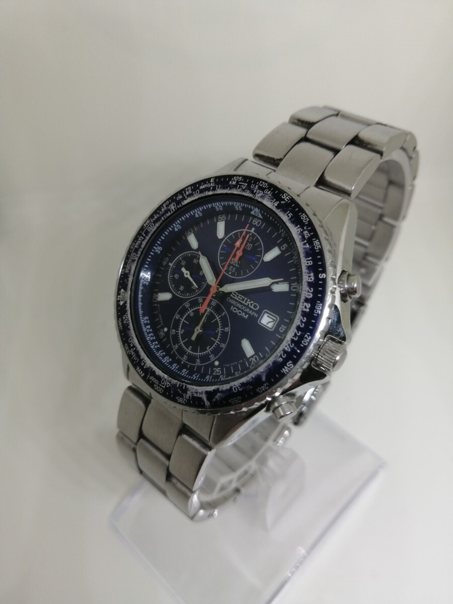 【稼働品】SEIKO セイコー 7T92-0CF0 メンズクォーツクロノグラフ腕時計NV