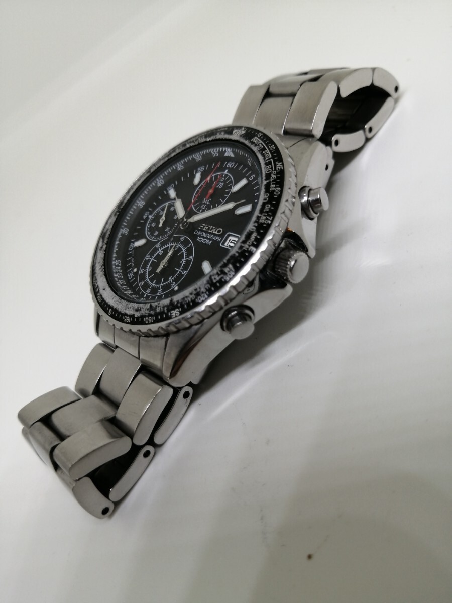 SEIKO 腕時計 7T92 0CF0 クロノグラフ クォーツ ブラック パイロット Pilot 腕時計 アナログ クオーツ クロノグラフ