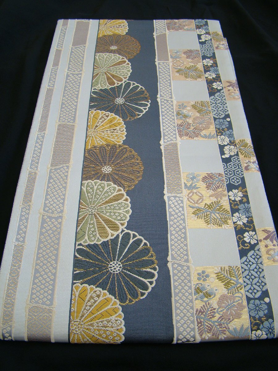 値下げ!時代屋 美品 訪問着 無地用 西陣織 袋帯 正絹 仕立上り Fs1023_画像1