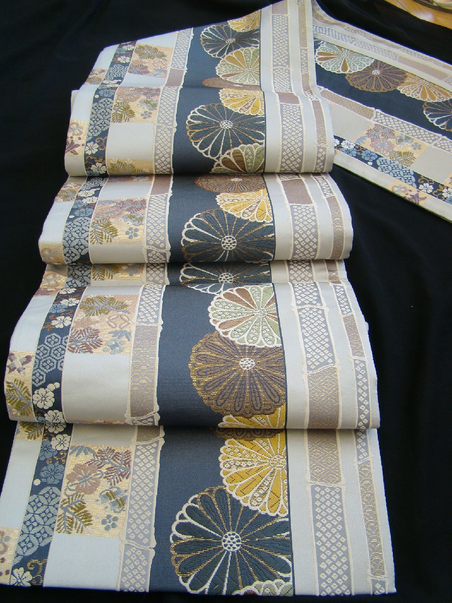 値下げ!時代屋 美品 訪問着 無地用 西陣織 袋帯 正絹 仕立上り Fs1023_画像3