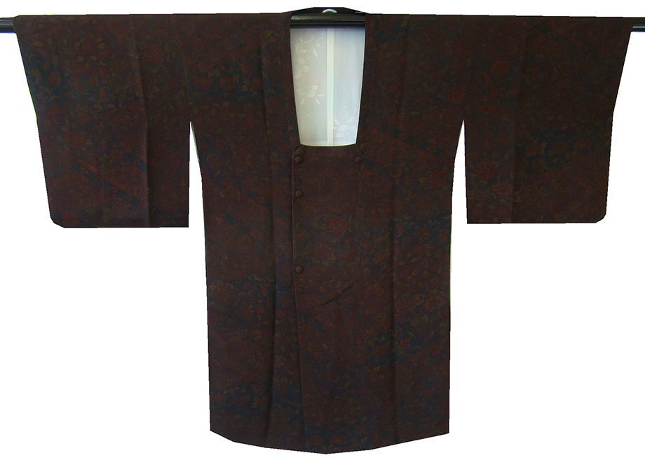 時代屋 美品 裄65.2㎝ 縮緬地 ロング 道行 コート正絹 仕立上り 152cm～158cm Cｓ1340