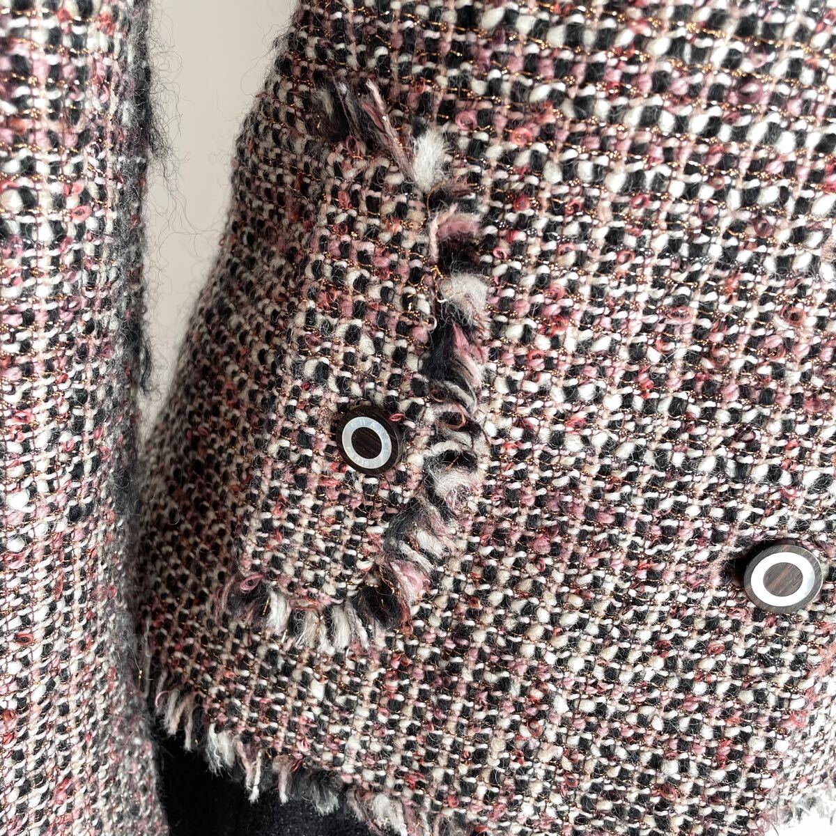 CHANEL シャネル ツイードジャケット 03A ピンク ブラック 38 CHANEL シャネル ツイードジャケット 03A ピンク ブラック 38
