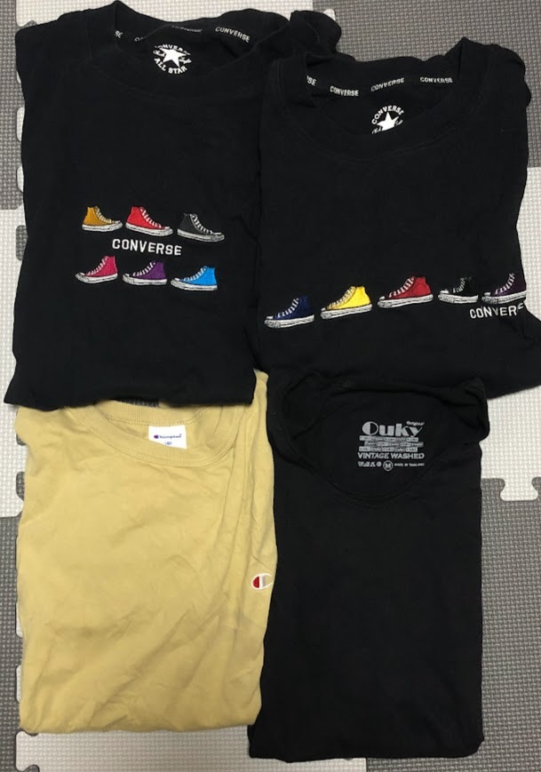 半袖 Tシャツ CONVERSE コンバース Mサイズ 2点 & Ouky オーキー VINTAGE WASHED Mサイズ ＋オマケ Champion チャンピオン 160サイズ