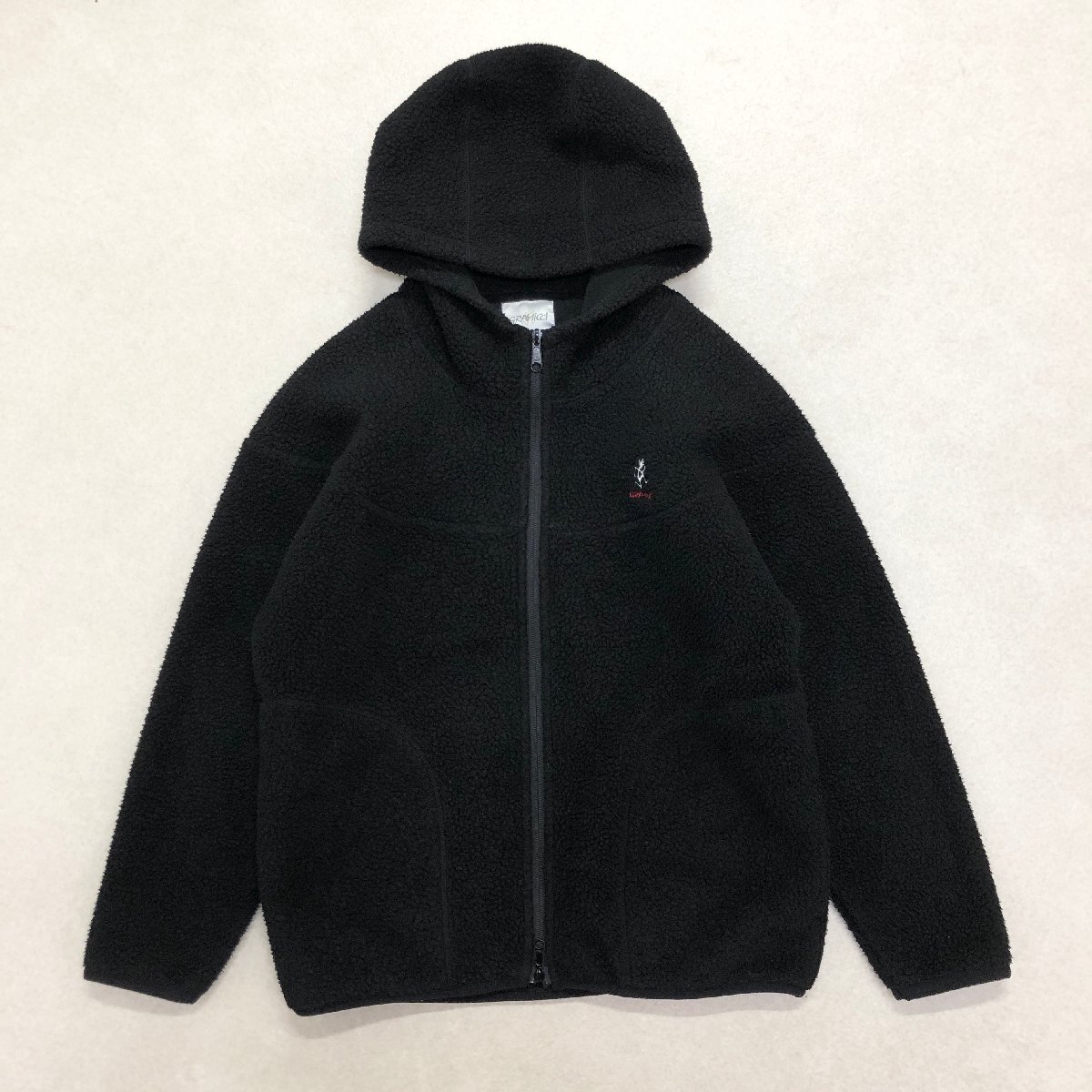 *Gramicci Gramicci BAYFLOW special order boa blouson Zip up Parker fleece jacket hood old clothes black sizeM men's 0.59kg*