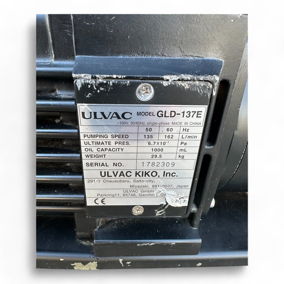ULVAC 真空ポンプ GLD-137E / Vacuum Pump ULVAC GLD-137E /モーター AETFL64PH007_画像5