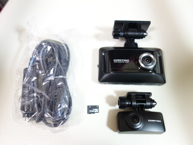 【美品】コムテック ドライブレコーダー ZDR026 前後2カメラ 動作確認済み ドラレコ GPS搭載 32GB 送料無料