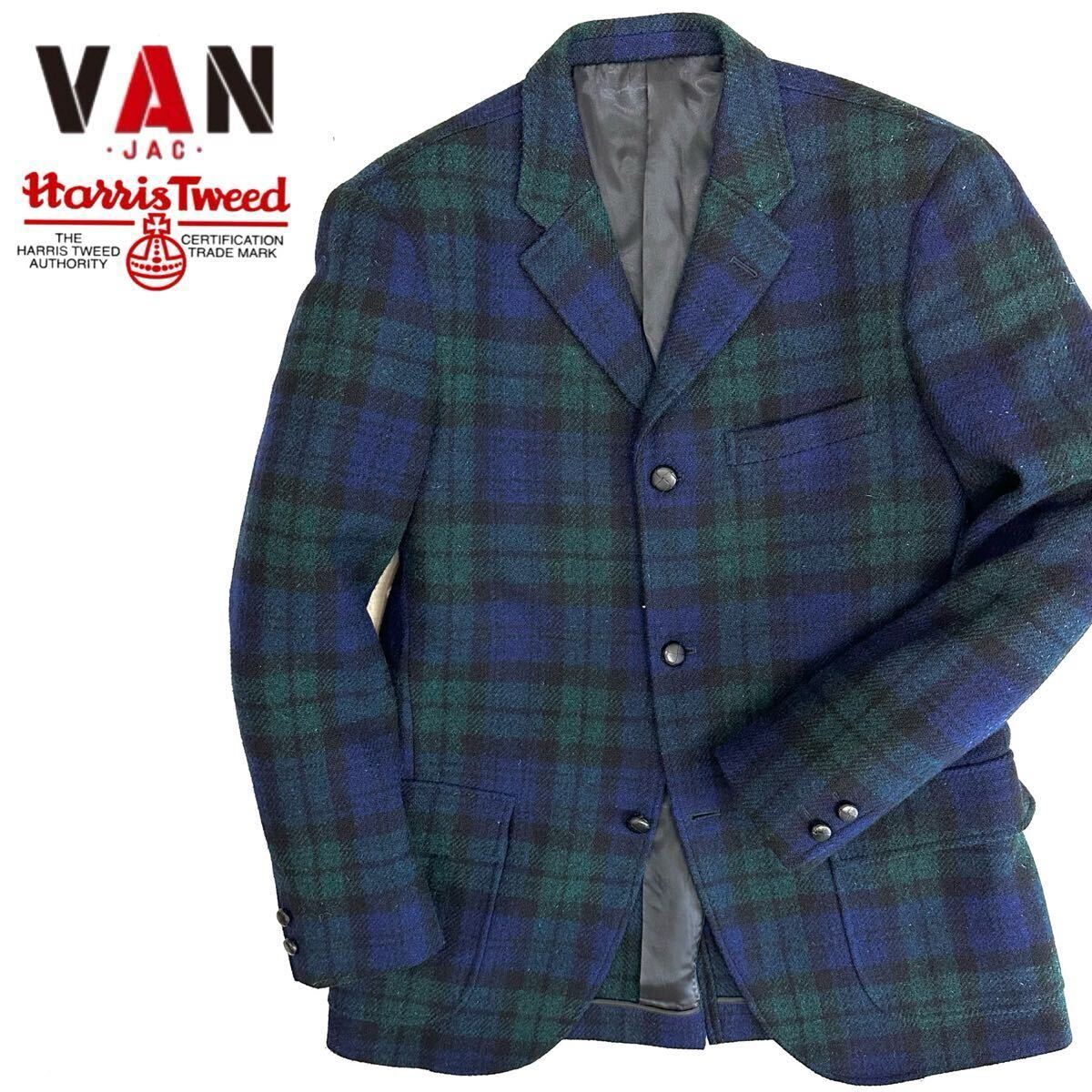 美品!VAN JAC Harris tweed 英国調 3B テーラード ジャケット 美品!VAN JAC Harris tweed 英国調 3B テーラード ジャケット