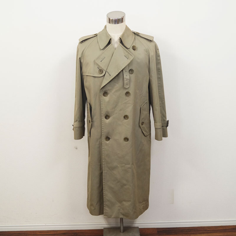 yg97-DAKS ダックス トレンチコート カーキ系 94 A 6 綿100％ ダックスチェック ハウスチェック 秋冬アウター 英國制
