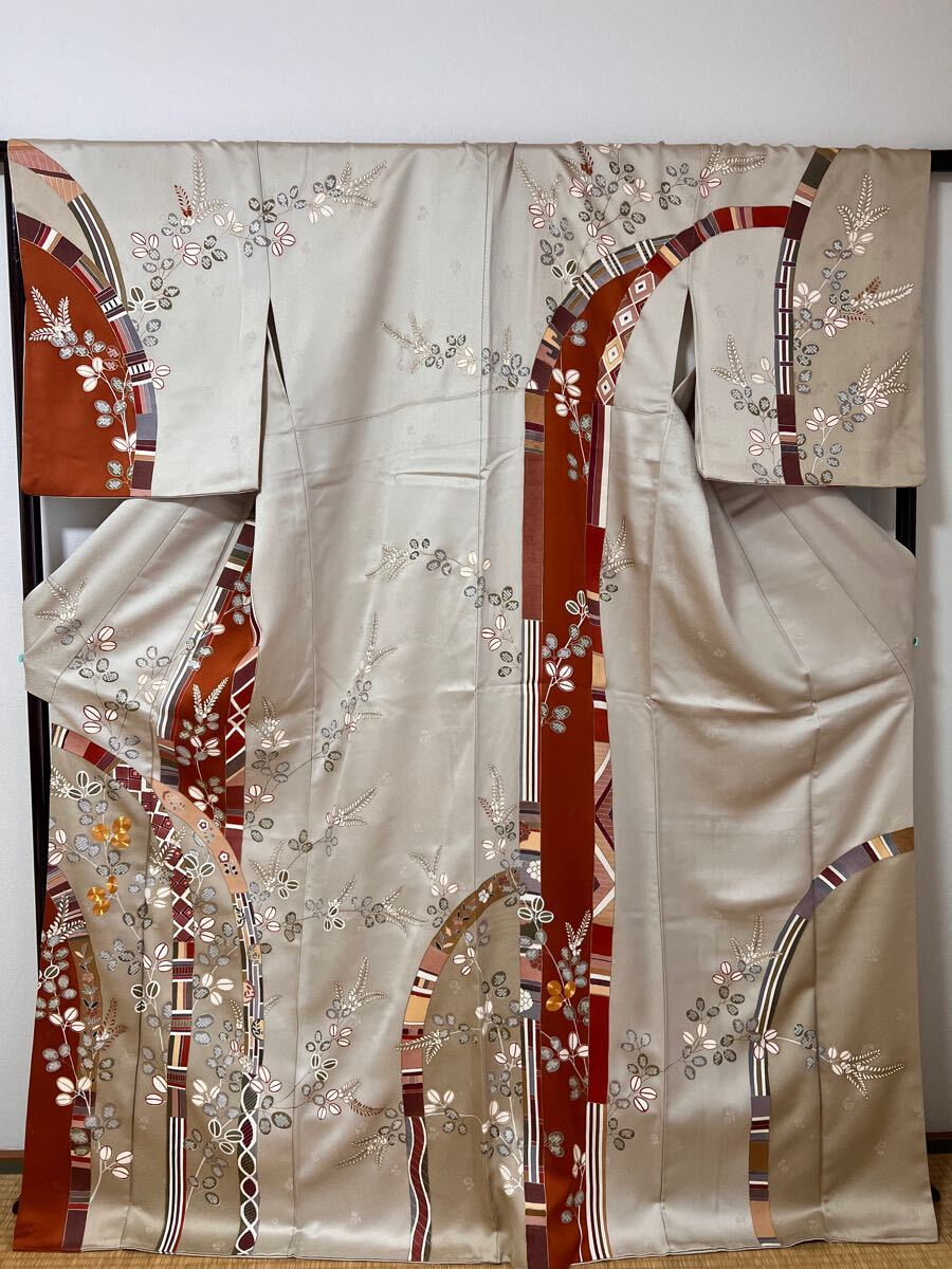 逸品 訪問着 162.5cm 正絹 駒刺繍 ます岩屋タグ付き 呉服 付け下げ