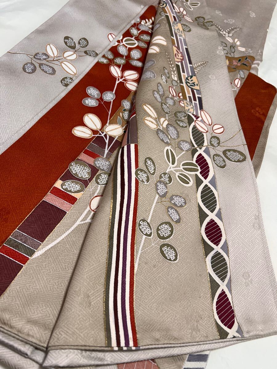 逸品 訪問着 162.5cm 正絹 駒刺繍 ます岩屋タグ付き 呉服 付け下げ