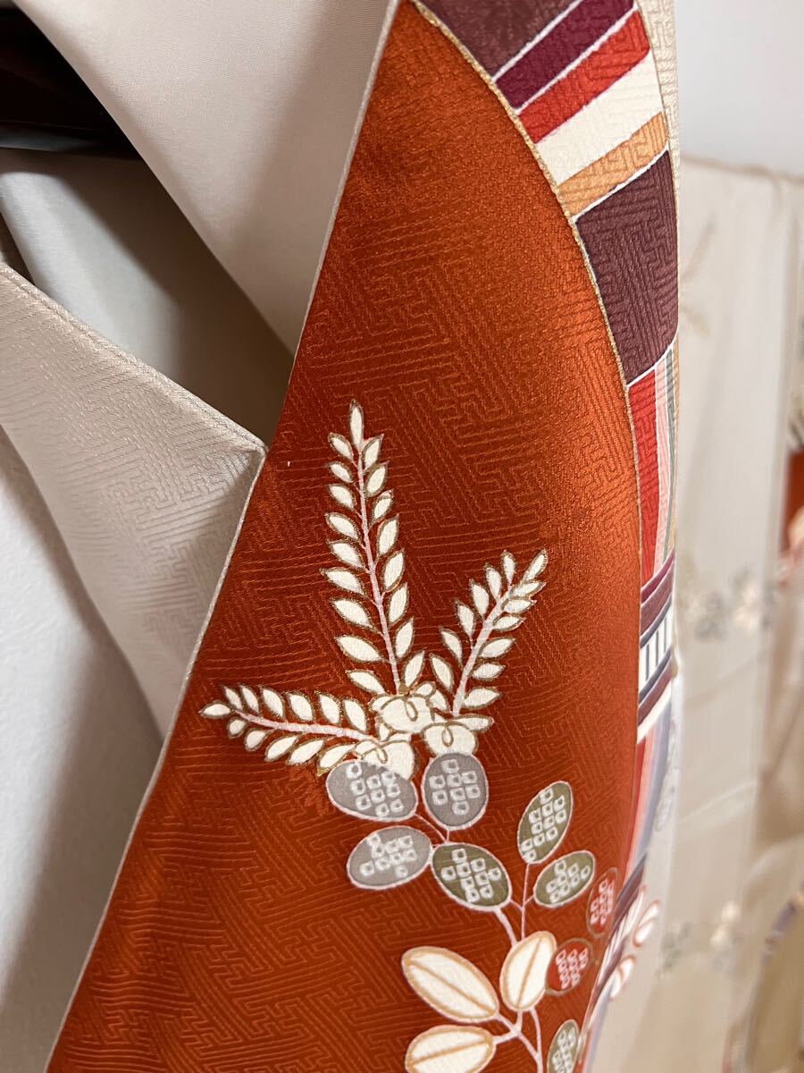 逸品 訪問着 162.5cm 正絹 駒刺繍 ます岩屋タグ付き 呉服 付け下げ