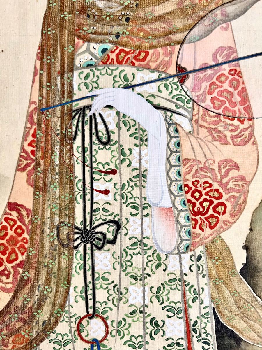掛軸 清華『紫藤に寿帯鳥 花鳥図』中国画 絹本 肉筆 掛け軸 a11107の通販 by 吉猫堂's shop｜ラクマ
