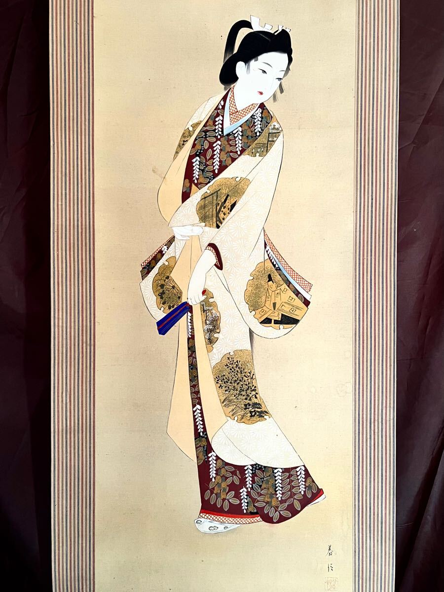 不明】◇廣南◇美人画◇日本画◇肉筆◇絹本◇掛軸◇k666|絵画 不明】◇廣南◇美人画◇日本画◇肉筆◇絹本◇掛軸◇k666|絵画