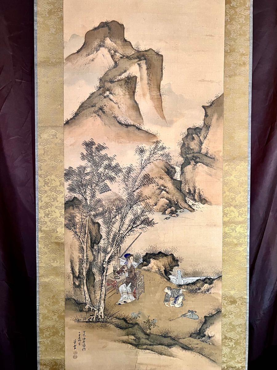 真作】【仙】田崎草雲「西施之図」絹本 肉筆 大幅 中国美人画