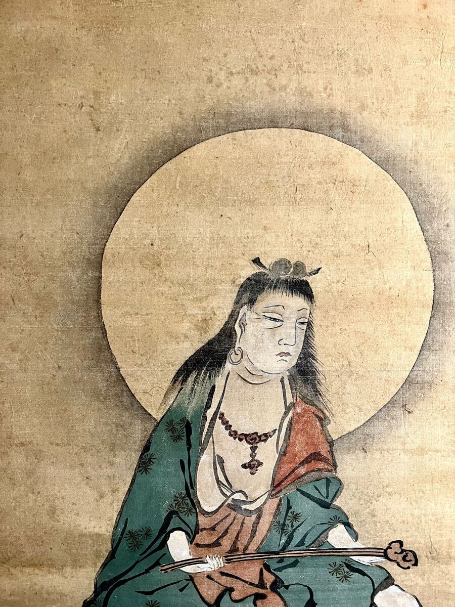 真作 S8 古仏画 雪山「普賢菩薩像」絹本 肉筆 合箱 仏教美術