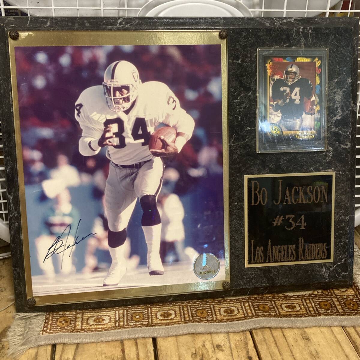 ヴィンテージ★アメリカンフットボール　LOS　ANGELES　RAIDERS　BO　JACKSON　ピクチャーパネル★ボージャクソン、レイダース