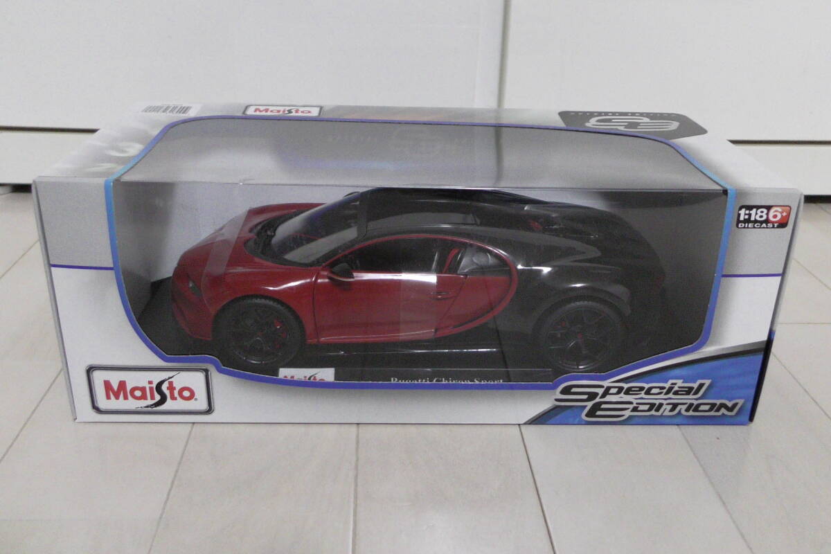 未使用品 送料無料 1/18 ブガッティ シロン スポーツ レッド/ブラック Bugatti Chiron sport Maisto マイスト