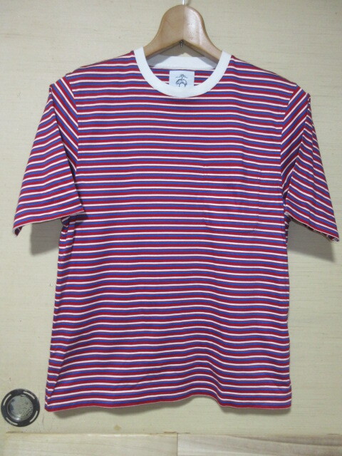 Brooks Brothers/BLACK FLEECE型　ブルックスブラザーズ/ブラックフリース型　半袖Tシャツ　レッド/ホワイト/ブルー:ボーダー　BB2　綿100%