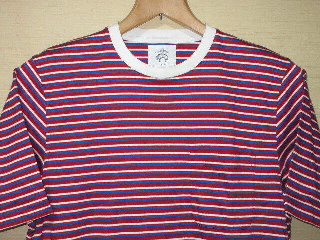 Brooks Brothers/BLACK FLEECE型　ブルックスブラザーズ/ブラックフリース型　半袖Tシャツ　レッド/ホワイト/ブルー:ボーダー　BB2　綿100%