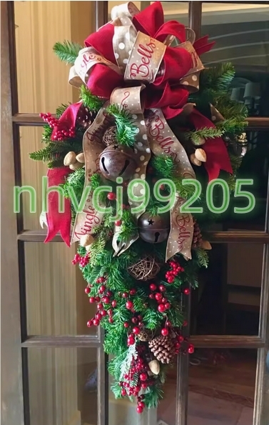 クリスマスリース 60cm クリスマス スワッグ オーナメント ナチュラル リース ドアチャーム 造花 アート ドア 玄関 庭園 店舗 部屋 壁飾り