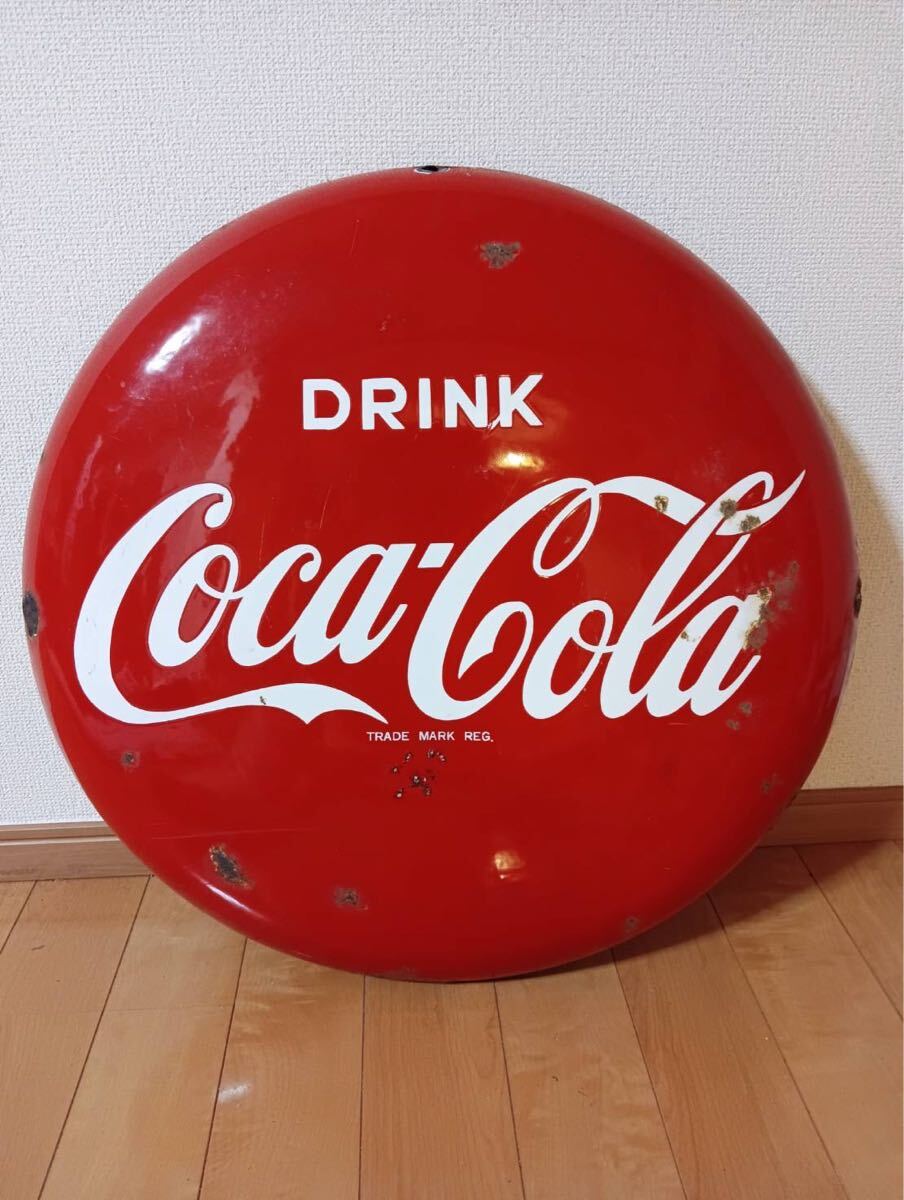新しいスタイル 大きなコカコーラボタンサイン 昭和レトロ ホーロー看板 コカ コレクション