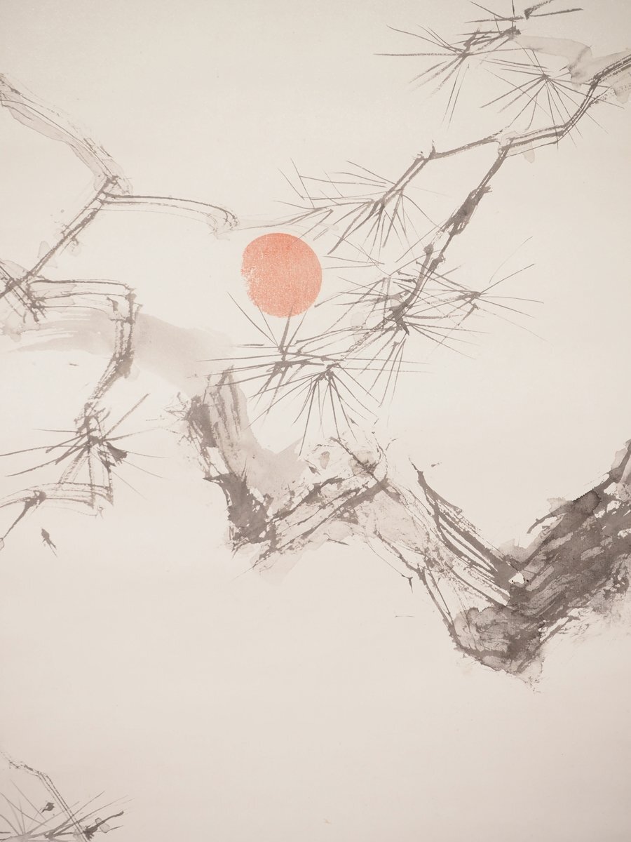 真作 渡鹿庵 福岡青嵐 8851 掛軸 日本画 「◯山寿仙」 共箱二 真作 渡鹿庵 福岡青嵐 8851 掛軸 日本画 「◯山寿仙」 共箱二