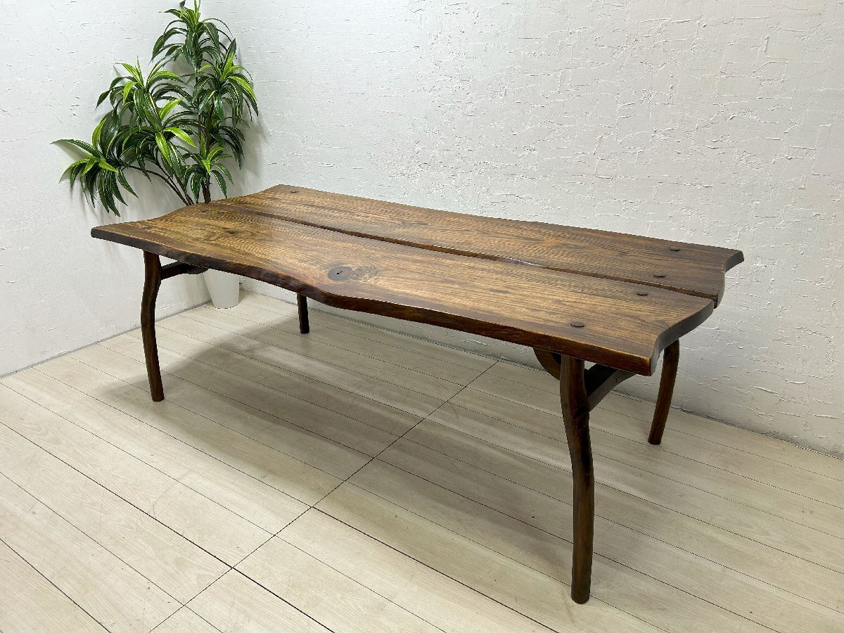 一枚板ダイニングテーブル デザイナーズ家具 一点物 幅206cm 一枚板ダイニングテーブル デザイナーズ家具 一点物 幅206cm