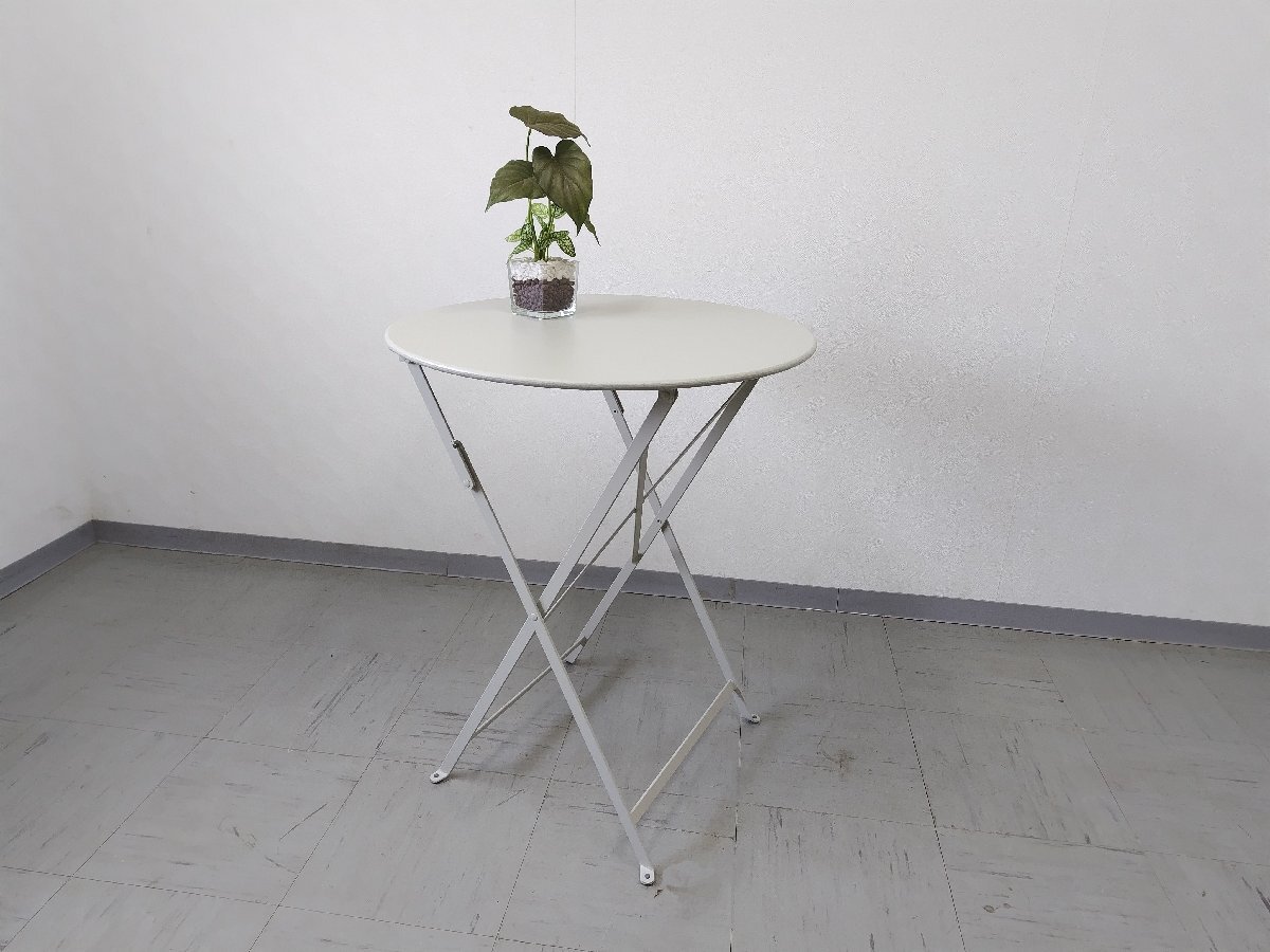 【美品】Fermob フェルモブ BISTRO ROUND TABLE ビストロラウンドテーブル60 4.8万 ガーデンテーブル フォールディング カフェ アウトドア