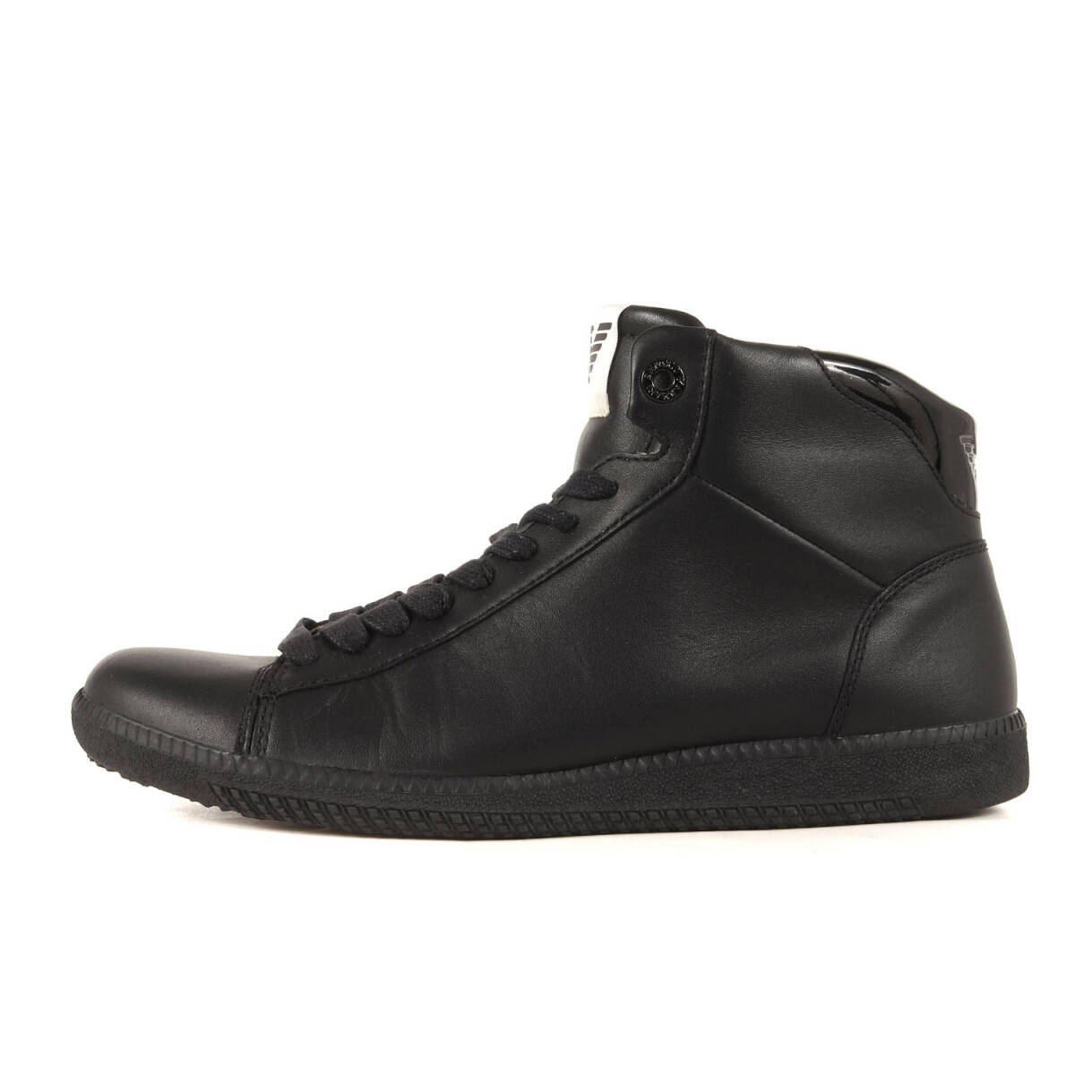 EMPORIO ARMANI エンポリオアルマーニ サイズ:6(25cm相當) インサイドジップ レザー ハイカット スニーカー (X4Z007 XB827) ブラック