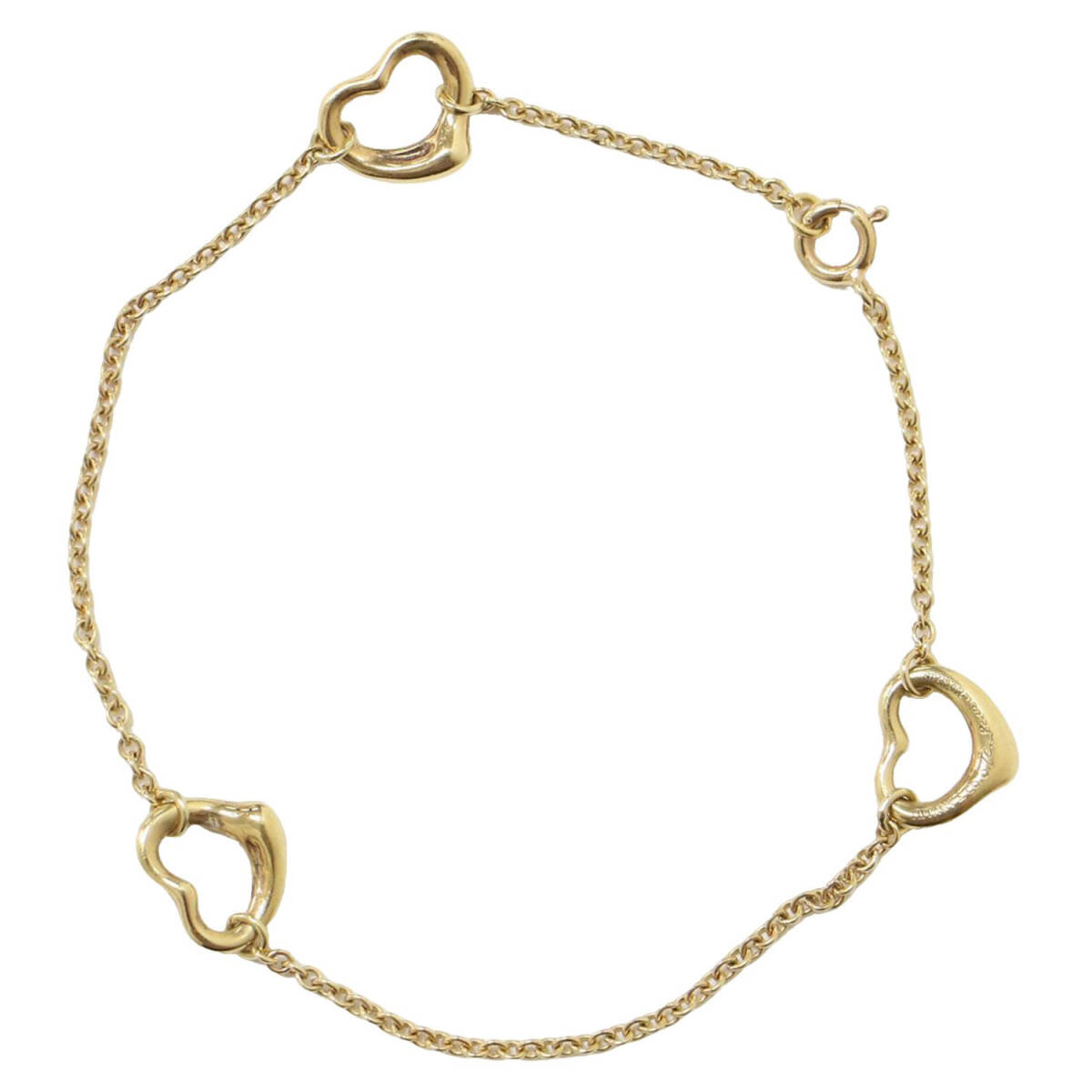 TIFFANY&Co. ティファニー K18 オープンハート ブレスレット / エルサ?ペレッティ 3連 チェーン ヴィンテージ イエローゴールド