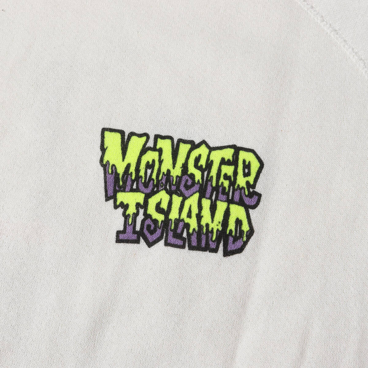 U.S.VINTAGE тренировочный размер :L 80s MONSTER ISLAND графика принт спортивная фуфайка ( неиспользуемый товар / USA производства ) белый 