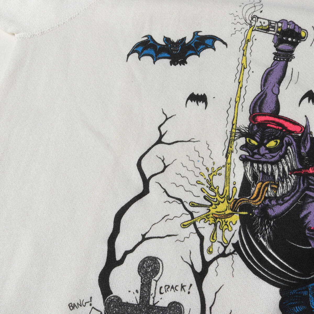 U.S.VINTAGE тренировочный размер :L 80s MONSTER ISLAND графика принт спортивная фуфайка ( неиспользуемый товар / USA производства ) белый 