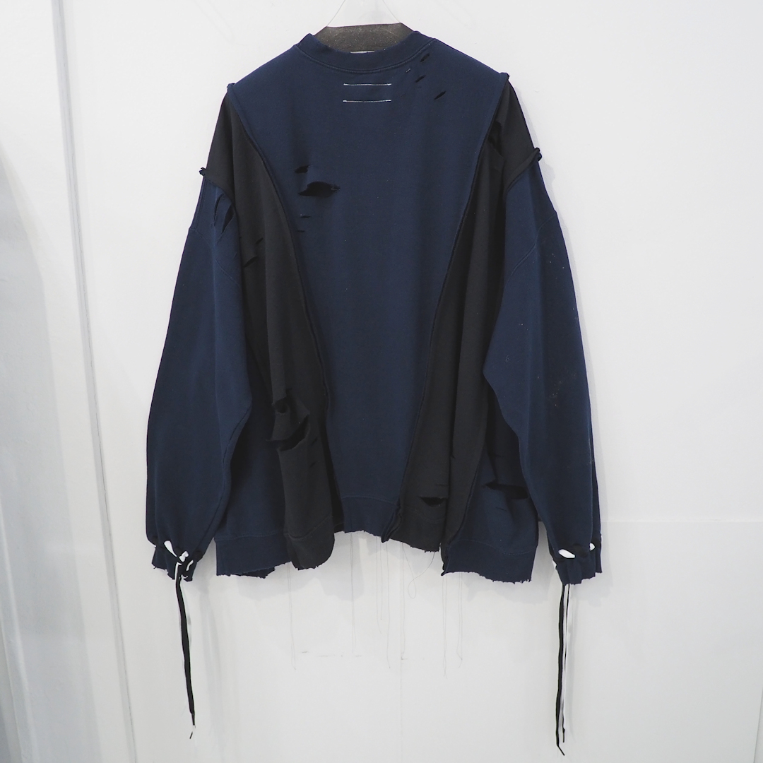 新品 定価36300円 ディスカバード 再構築 リメイク 一点物 スウェット 紺 ネイビー 黒 ブラック メンズ XL DISCOVERED NEWSED切替 カレッジ_画像5
