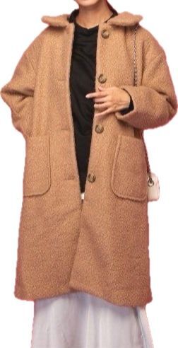 新品 定価14300円 エヘカソポ 極暖 丸襟 コート ベージュ レディース フリー サイズ M L XL レディース ehka sopo ブークレ 丸衿 モコモコ_画像9